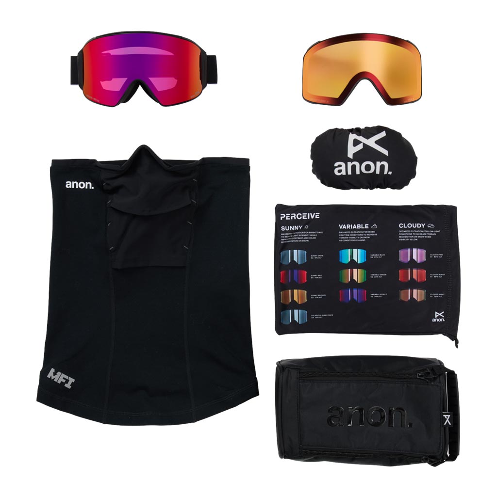 Anon 2026 M4 Cylindrical Low Bridge Goggle - Black/Sunny Red