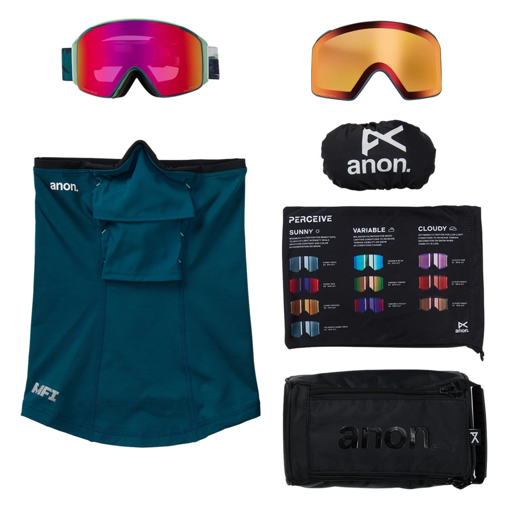 Anon 2026 M4S Cylindrical Low Bridge Goggle - Family Tree/Sunny Red