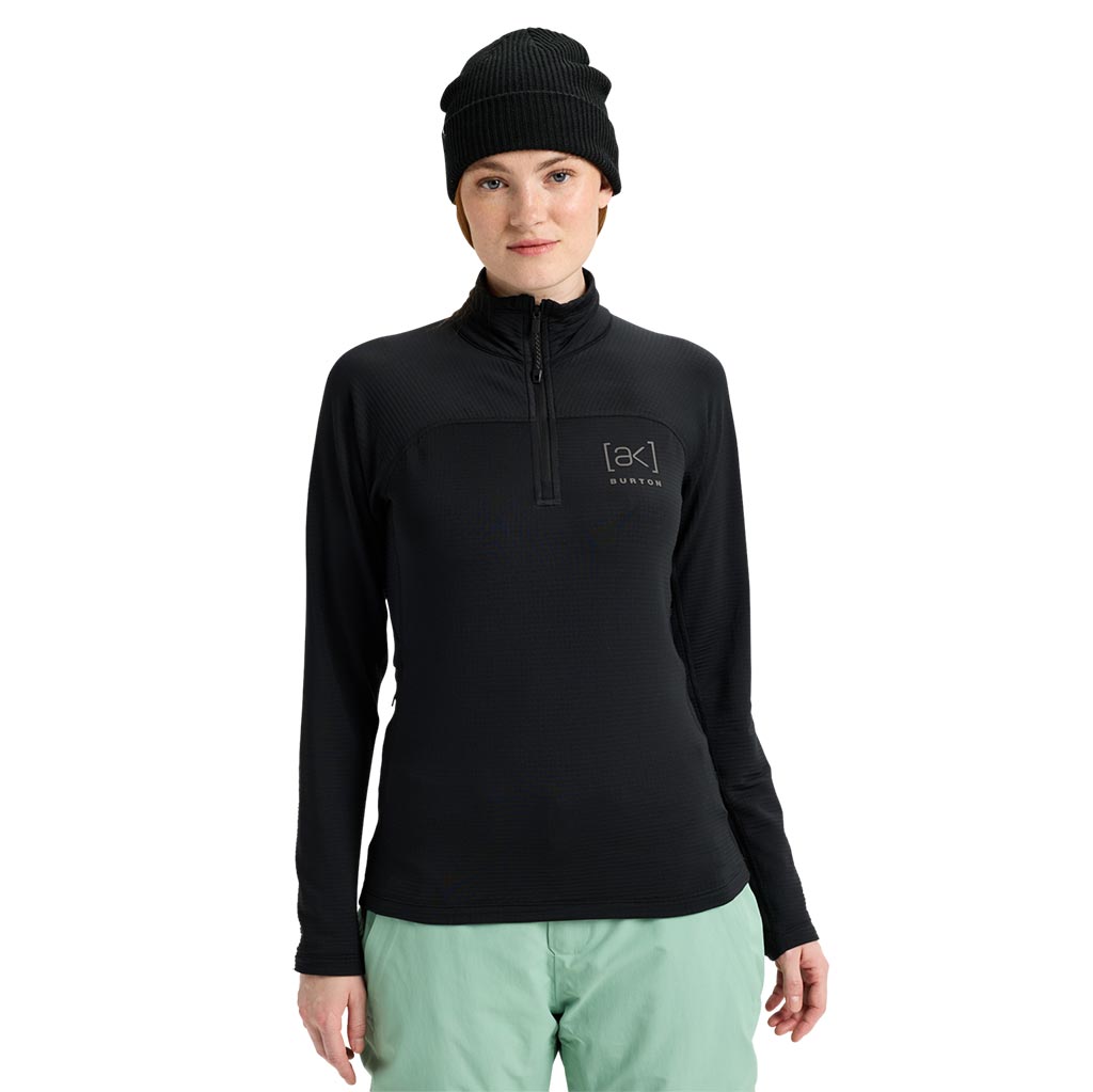 Burton Womens AK Helium 1/4 Zip Grid Fleece - True Black