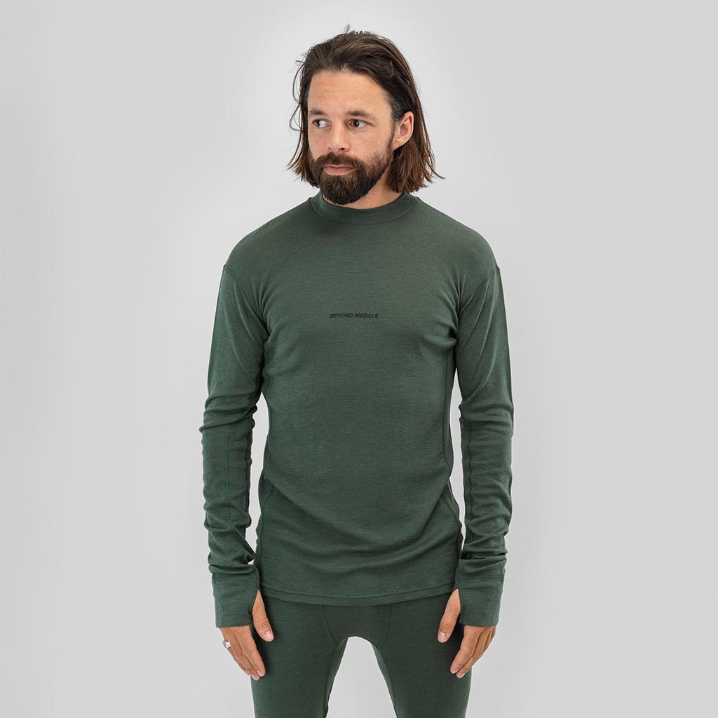 Beyond Medals Merino Baselayer Thermal Top - Green