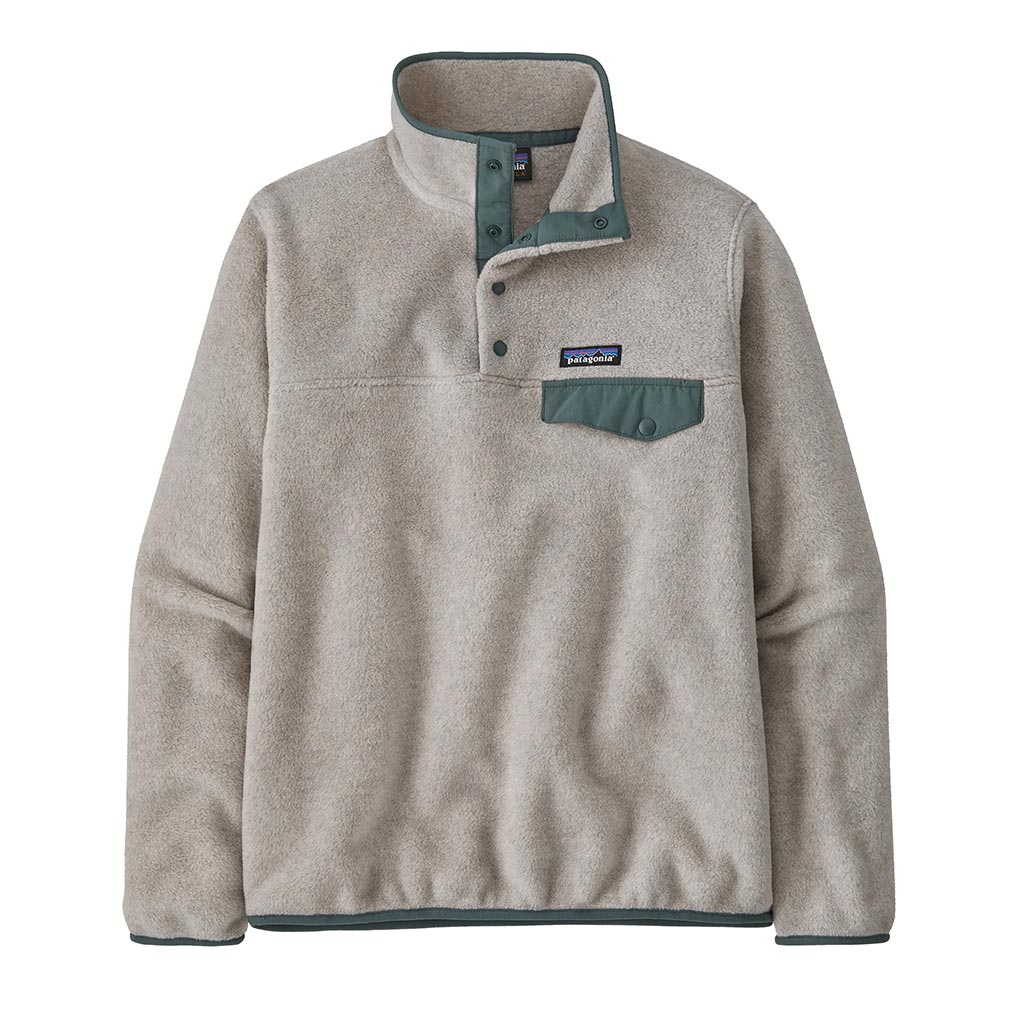 Patagonia Womens Lightweight Synchilla Snap T Pullover - Oatmeal Heather/Nouveau Green