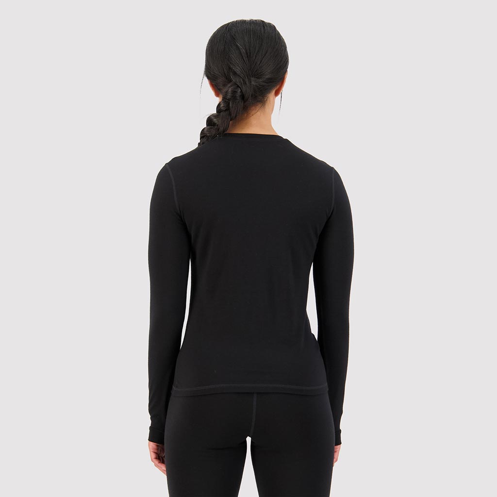 Mons Royale Womens Cascade Merino Flex LS Thermal Top - Black