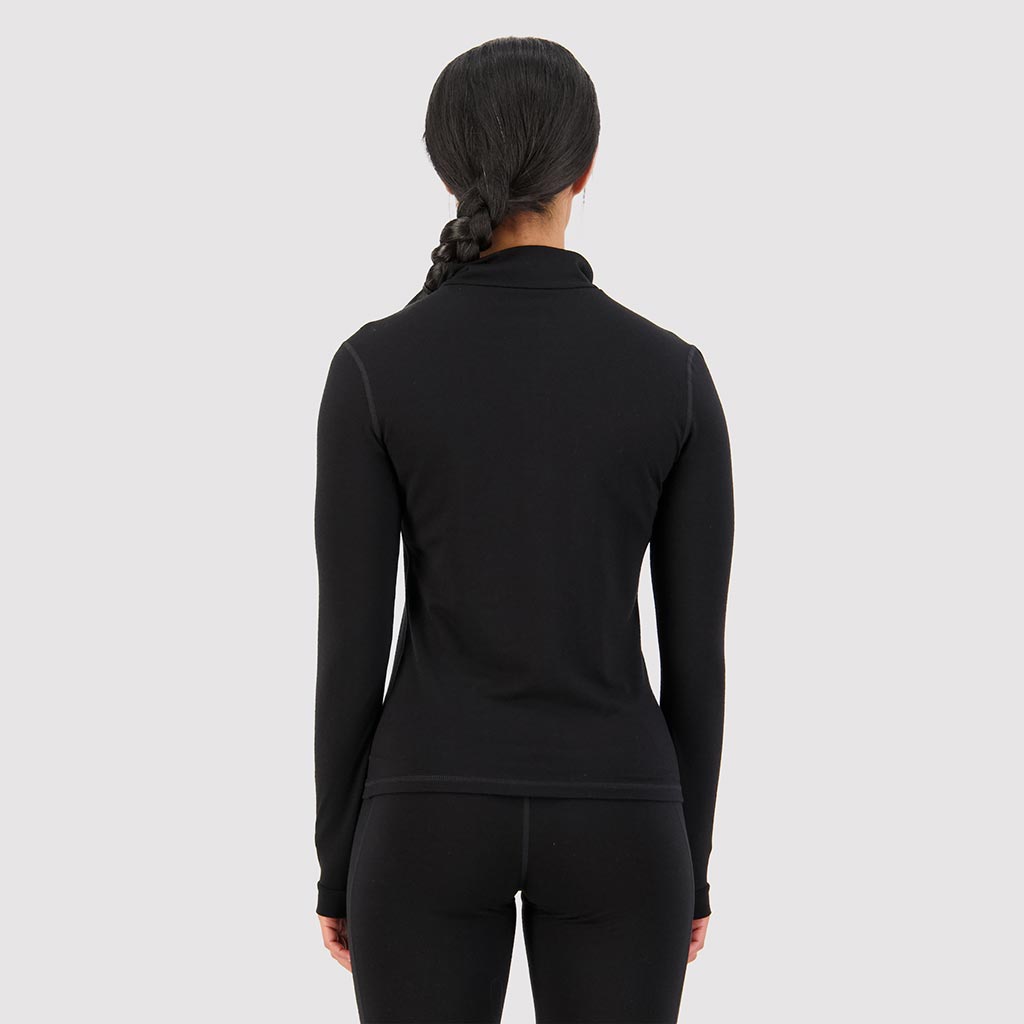 Mons Royale Womens Merino Flex 1/4 Zip Thermal Top - Black