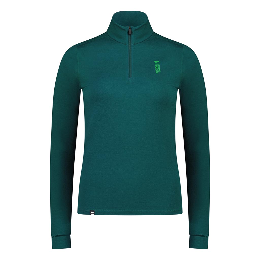 Mons Royale Womens Merino Flex 1/4 Zip Thermal Top - Evergreen